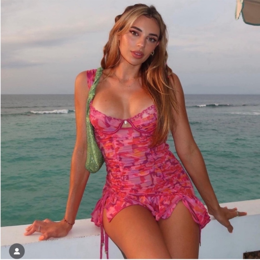 Bydee Pink and Orange Patterned Dress